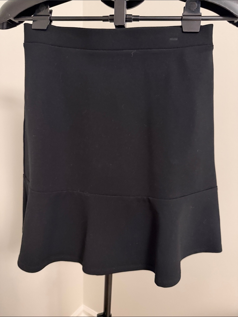 LOFT Black Flounce-Hem A-Line Skirt
